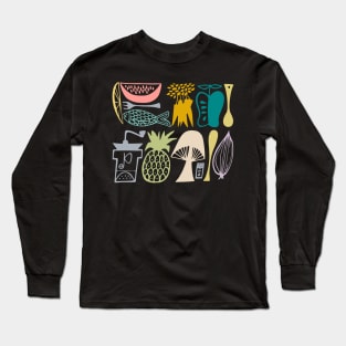 Vintage Pyrex Pattern - Mod Kitchen (Multi-Color) Long Sleeve T-Shirt